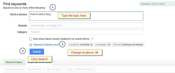 How to use Google's Keyword Tool