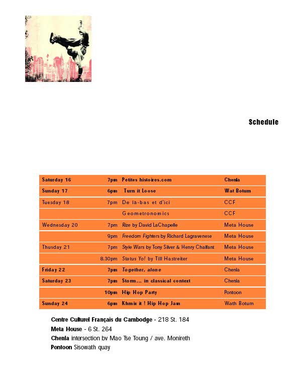 Phnom Penh Hip Hop Schedule